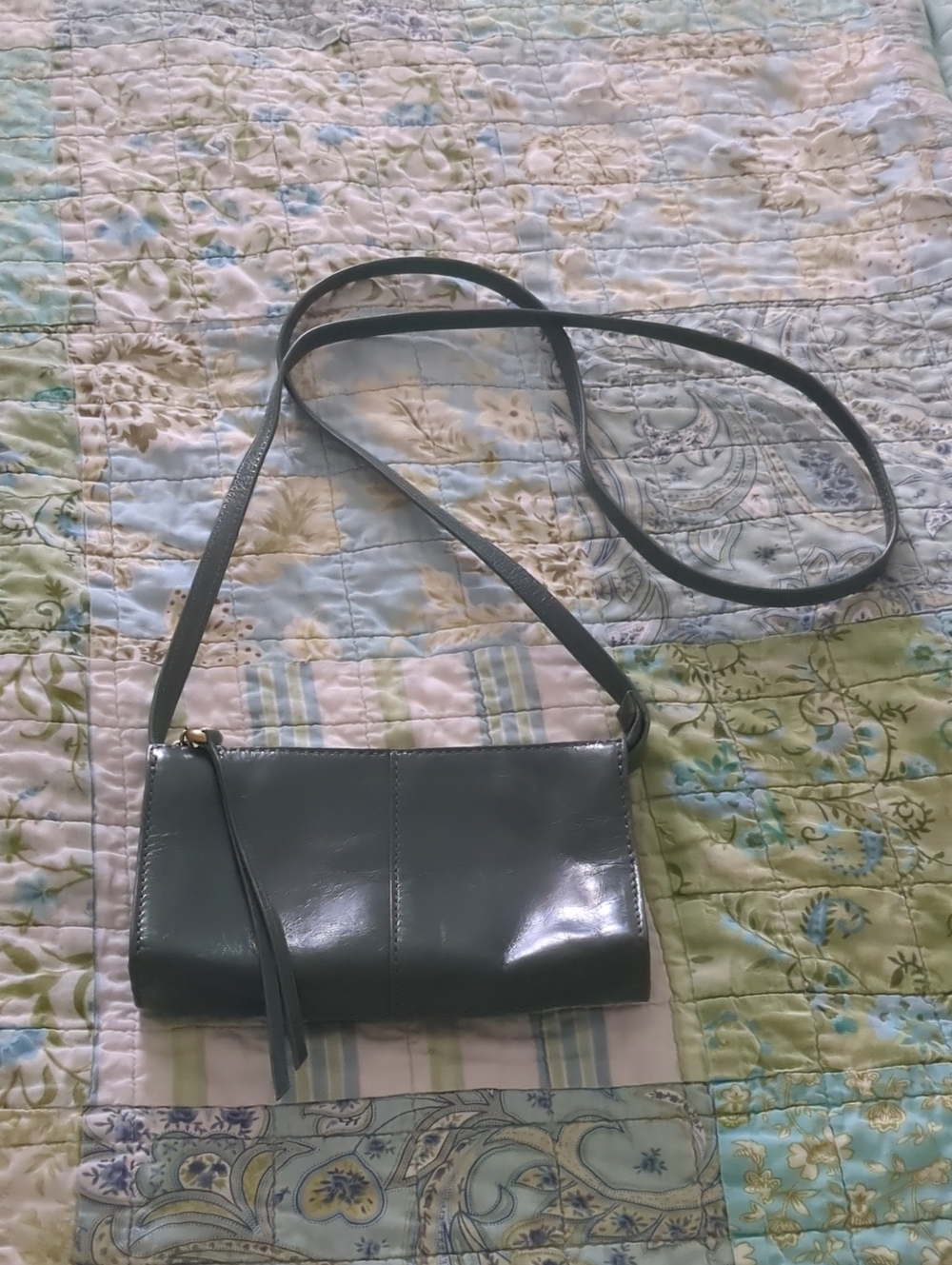 Hobo International Vintage Leather Crossbody - Olive Sage Green Tassel Zip